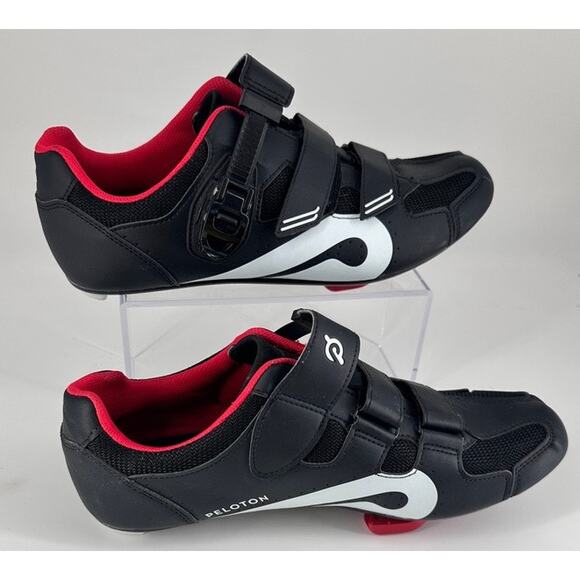 Peloton Cycling Shoes Size 46 w/ Look Delta Cleats Black Red Indoor Bike